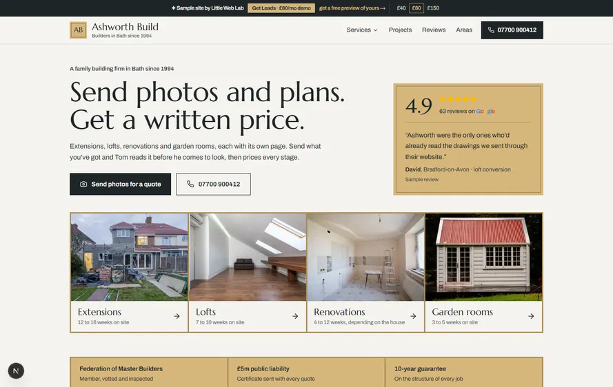 Ashworth Build — Builder website built by Little Web Lab