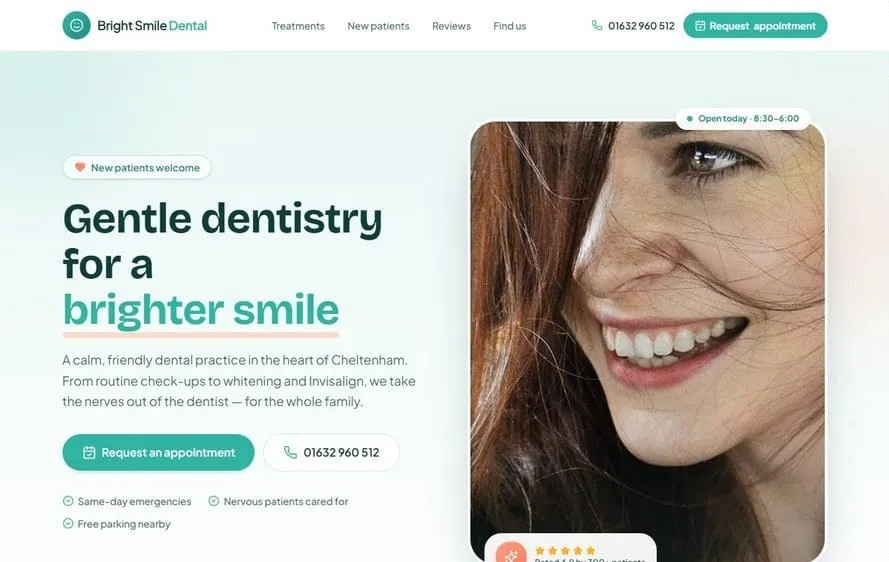 Bright Smile Dental — Dental practice website built by Little Web Lab